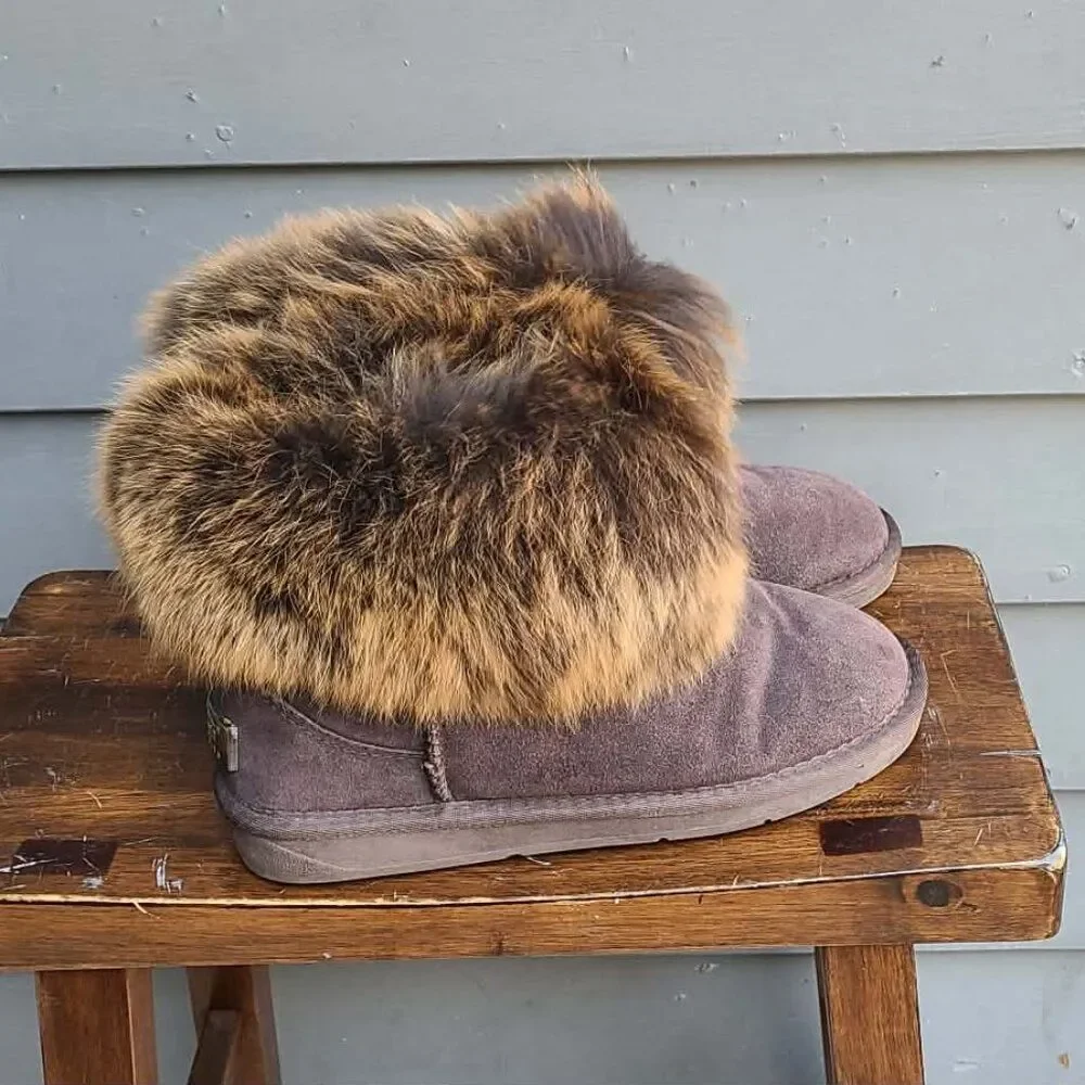 UGG Australia Brown Suede Real Fox Mini Boots size 9